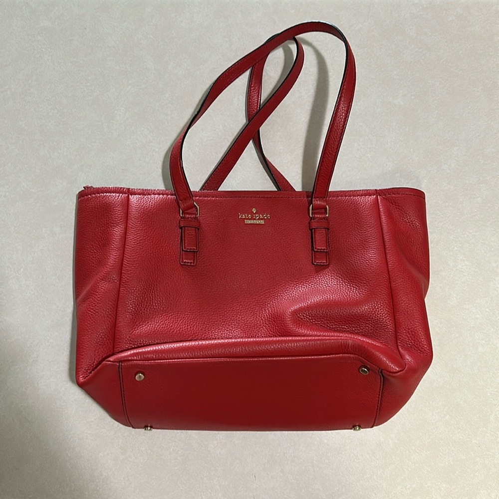 Like New! Large Kate Spade Red Structured Leather Tote